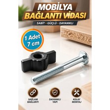 Nzb Baza Başlık Vidası Metal 7 cm 5 16 Inç Siyah Kulplu Sağlam Aparatlı Mobilya Bağlantı Vidası