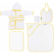 Sema Baby 5 Parça Bebek Bornoz Seti - Sarı