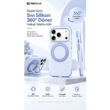 Remax Ripple Series iPhone 18 Pro Uyumlu Likit Silikon Kılıf - 360° Döner Standlı Rmc-5 - Mavi