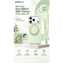Remax Ripple Series iPhone 17 Pro Uyumlu Likit Silikon Kılıf - 360° Döner Standlı Rmc-5 - Yeşil