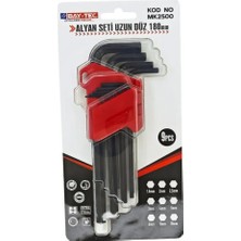 Bay-Tec Alyan Anahtar Seti Altıköşe Uzun Düz 9 Parça 180MM MK2500