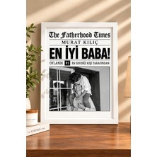 Kişiselleştirilebilir New York Times Gazete Temalı En Iyi Baba Tablosu, Beyaz ve Siyah Çerçeve Seçeneği