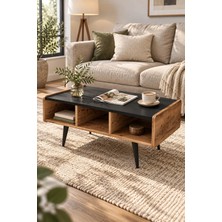 Arnetti Line Modern Orta Sehpa 40 cm Yükseklik 56 cm Ceviz Siyah Renkli Ağaç Malzemeli Şık Tasarım