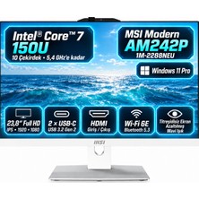 MSI Msı Modern AM242P 1M-2288NEUS9 Intel Core 7 150U 32GB 2tb SSD Windows 11 Pro Beyaz 23.8" All In One Bilgisayar