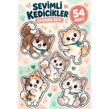 Star Figür Sevimli Kedicikler Sticker Seti 54 Adet | Kedi Temalı Çıkartma Paketi