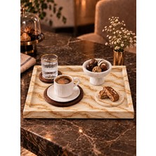 Betonmall Mermer Desenli Beton Dekoratif Servis Tabağı Lüks Ikramlık Sunum Tabağı 15X25 cm