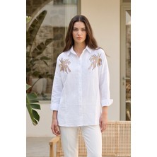 Lale Butik Nakış ve Pul Detaylı Gömlek 17400 BEYAZ05