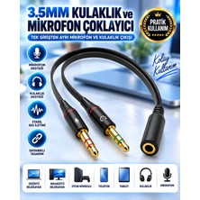 3.5mm Aux Ses Kablo Adaptörü – 2x Erkek 3.5mm Jak To Dişi Aux Stereo Ses Kablosu