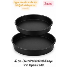 Becen House Emaye  Yuvarlak Sağlıklı Yapışma Yapmaz Mini Fırın Tepsisi 36-42 CM 2 ADET