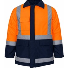 Reflektörlü Parka Kışlık Mont Turuncu-Lacivert