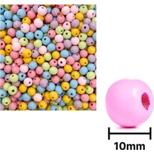 Meschain Meschaın Esmay Ahşap Boncuk Pastel Renkli Askılı 10MM Yuvar
