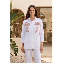 Lale Butik Nakış ve Pul Detaylı Gömlek 14701 BEYAZ04
