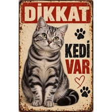 Lucena American Shorthair Dikkat Kedi Var Retro Metal Duvar Tabelası 15X20CM