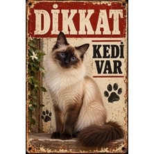 Lucena Balinese Kedi Dikkat Kedi Var Metal Tabela Retro Dekoratif Duvar Levhası 15X20CM