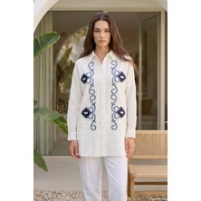 Lale Butik Nakış ve Pul Detaylı Gömlek 17586 EKRU01