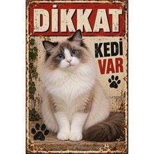 Lucena Ragdoll Dikkat Kedi Var Retro Metal Duvar Tabelası Dekoratif Kedi Uyarı Levhası 15X20CM