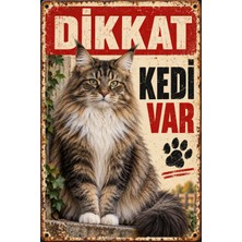 Lucena Norveç Orman Kedisi Dikkat Kedi Var Retro Metal Duvar Tabelası 15X20CM