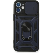 SS Home Concept Apple iPhone 12 Kılıf Pars Lens Yüzüklü Silikon - Lacivert