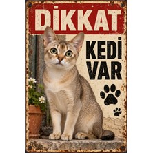 Lucena Dikkat Kedi Var Singapura Kedisi Retro Metal Duvar Tabelası Dekoratif Levha 15X20CM