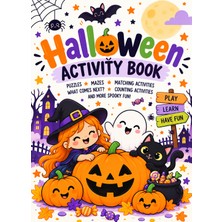 Çocuklar Için Ingilizce Halloween Aktivite Kitabı - Bulmaca, Labirent, Eşleştirme, Sayma ve Boyama Etkinlikleri - A4 Büyük Boy - 32 Sayfa