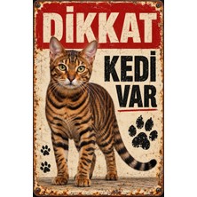 Lucena Toyger Kedi Dikkat Kedi Var Retro Metal Duvar Tabelası Dekoratif Kedi Levhası 15X20CM