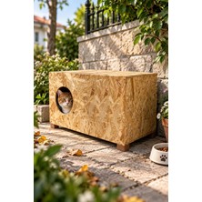Reyo Büyük Boy Kedi Evi, Sokak Hayvanları İçin Kedi Yuvası, Ahşap Kedi Kulübesi Yağmura ve Soğuğa Dayanıklı OSB 60x40x30 cm CAT24