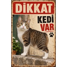 Lucena Manx Kedisi Dikkat Kedi Var Retro Metal Duvar Tabelası Dekoratif Levha 15X20CM