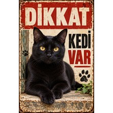 Lucena Bombay Kedisi Dikkat Kedi Var Retro Metal Duvar Tabelası Dekoratif Vintage Levha 15X20CM