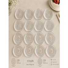Nergis Cam Pasta ve Tatlı Servis Tabağı Seti 15 cm Çizgili ve Desenli Şeffaf Sunum Tabağı 12 Adet