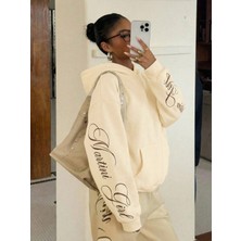 Macklin Unisex Kadın Erkek Martini Girl Baskılı Oversize 3 Iplik Kapüşonlu Sweatshirt ve Baggy Eşofman Altı