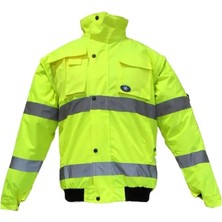 Junıor JN1021/P Waterproof Fosforlu Kolu Çıkmalı Polarlı Pilot Mont Sarı L Beden