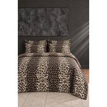 Oile Home Leopar %100 Pamuk Çift ve Tek Kişilik Lastikli Çarşaflı Nevresim Takımı 200X220-160X220 Leopar Desen Ilik Düğmeli