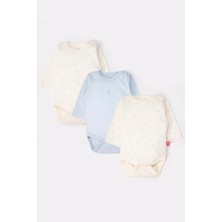 Bebetto Uzun Kollu Cute Bear Desenli Mavi Body 3lü %100 Pamuklu Konforlu Kullanım