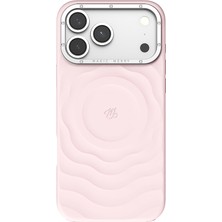 iPhone 18 Pro Uyumlu Kılıf M-Safe Şarj Özellikli Wiwu Magic Merry Blossom Drift Serisi Kapak Pembe