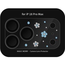 iPhone 18 Pro Max Uyumlu​ Wiwu Magic Merry Shimmer Serisi Taşlı Kamera Lens Koruyucu Mavi