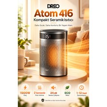 Dreo Atom 1500W Seramik Elektrikli Isıtıcı – 2 Saniyede Hızlı Isıtma, 34 Db Sessiz Çalışma, Eco Mod, 12 Saat Zamanlayıcı