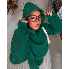 Macklin Unisex Kadın Erkek Martini Girl Baskılı Oversize 3 Iplik Kapüşonlu Sweatshirt ve Jogger Eşofman Altı