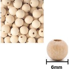 Meschain Meschaın Ahşap Boncuk Sade 6mm Yuvarlak Askılı B3292