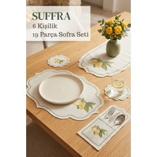 Suffra 6 Kişilik Limon Desenli Nakışlı 19 Parça Sofra Seti