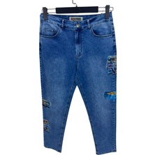 Zanessi Büyük Beden Fermuarlı Denim  Kadın Pantolon