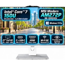 MSI Msı Modern AM272P 1M-1095XEUS1 Intel Core 7 150U 16GB 512GB SSD Windows 11 Pro Beyaz 27" All In One Bilgisayar