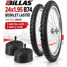 Billas 24X1.95 Tt Iç Lastik Gerektirir Model B74 Bisiklet Lastiği ve Iç Lastiği (2 Şer Adet Takım)