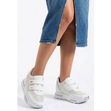 Shoegar Rete Beyaz Cilt Cırt Cırtlı Spor Ayakkabı