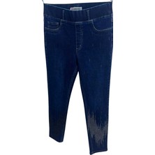 Zanessi Büyük Beden Taşlı Denim Kadın Pantolon
