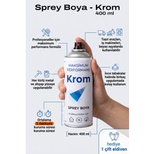 Azimli 400 ml Krom Sprey Boya Hızlı Kuruyan Metal ve Ahşap Boyası + 1 Çift Eldiven