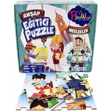 Sole Playwood 48 Parça, Eğitici Tükçe-Ingilizce Ahşap Puzzle:meslekler