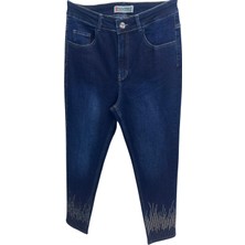 Zanessi Büyük Beden Taşlı Denim Kadın Pantolon