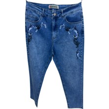 Zanessi Büyük Beden Taşlı Denim Kadın Pantolon