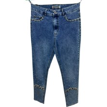 Zanessi Büyük Beden Taşlı Denim Kadın Pantolon