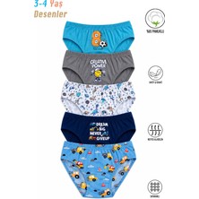Özkan 31801 5'li Paket Erkek Çocuk Karışık Renkli Desenli Pamuklu Yumuşak Rahat Slip Külot